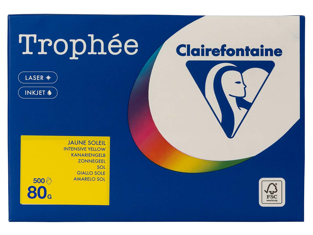 500 Blatt Clairfontaine Farbiges Kopierpapier "Trophee" 80 g/m², DIN A4, kanariengelb