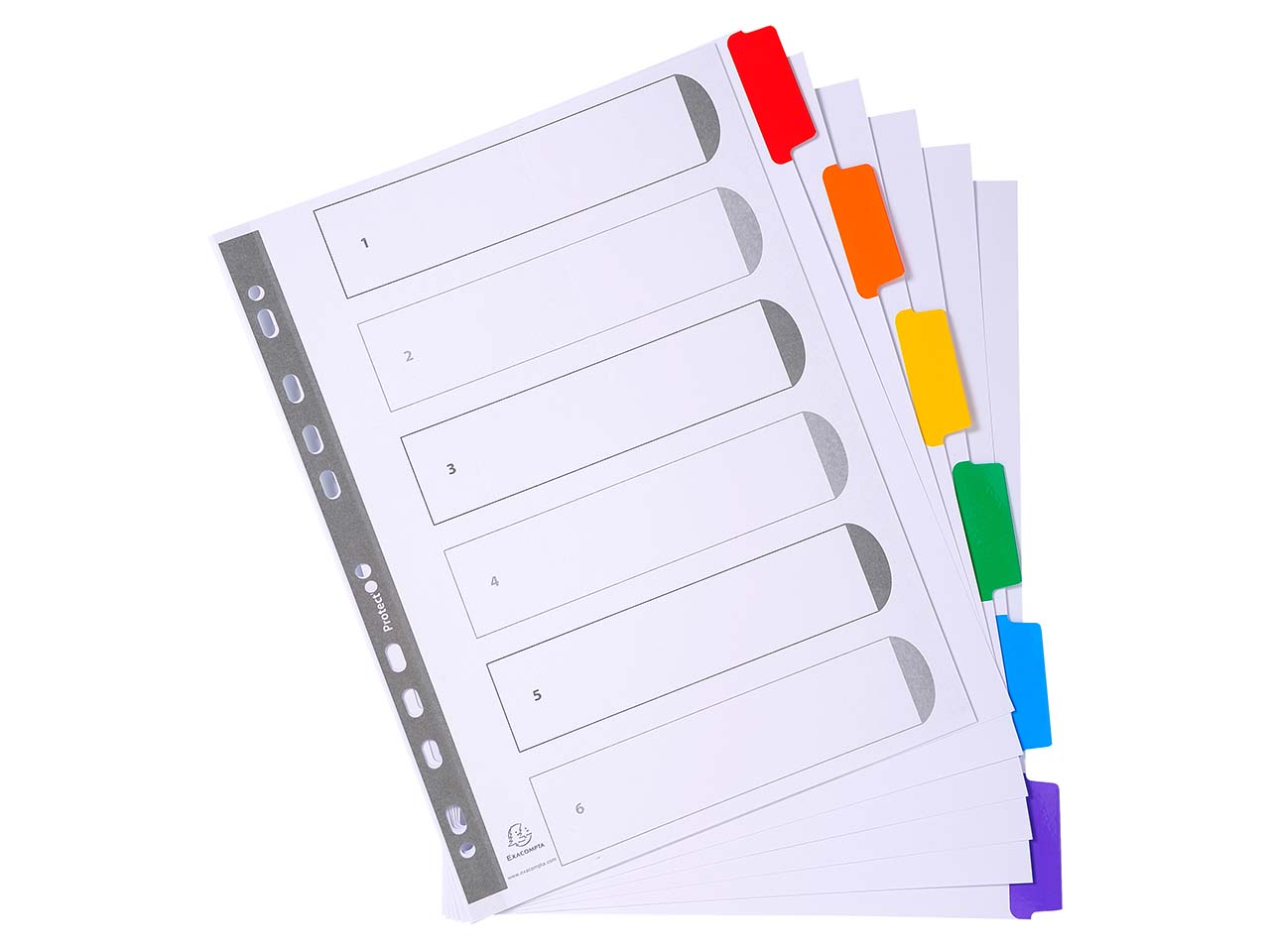 20 Exacompta Register, 6 Taben neutral, 160 g/m², DIN A4 Maxi, weiß