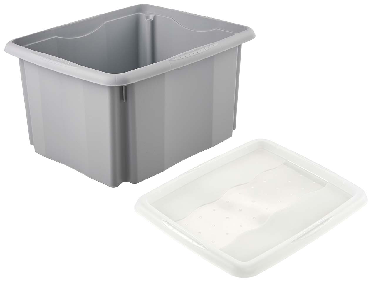 keeeper Aufbewahrungsbox "Emil Eco Line" mit Deckel "Emilia", 41x34,5x22 cm, 24 l, grau