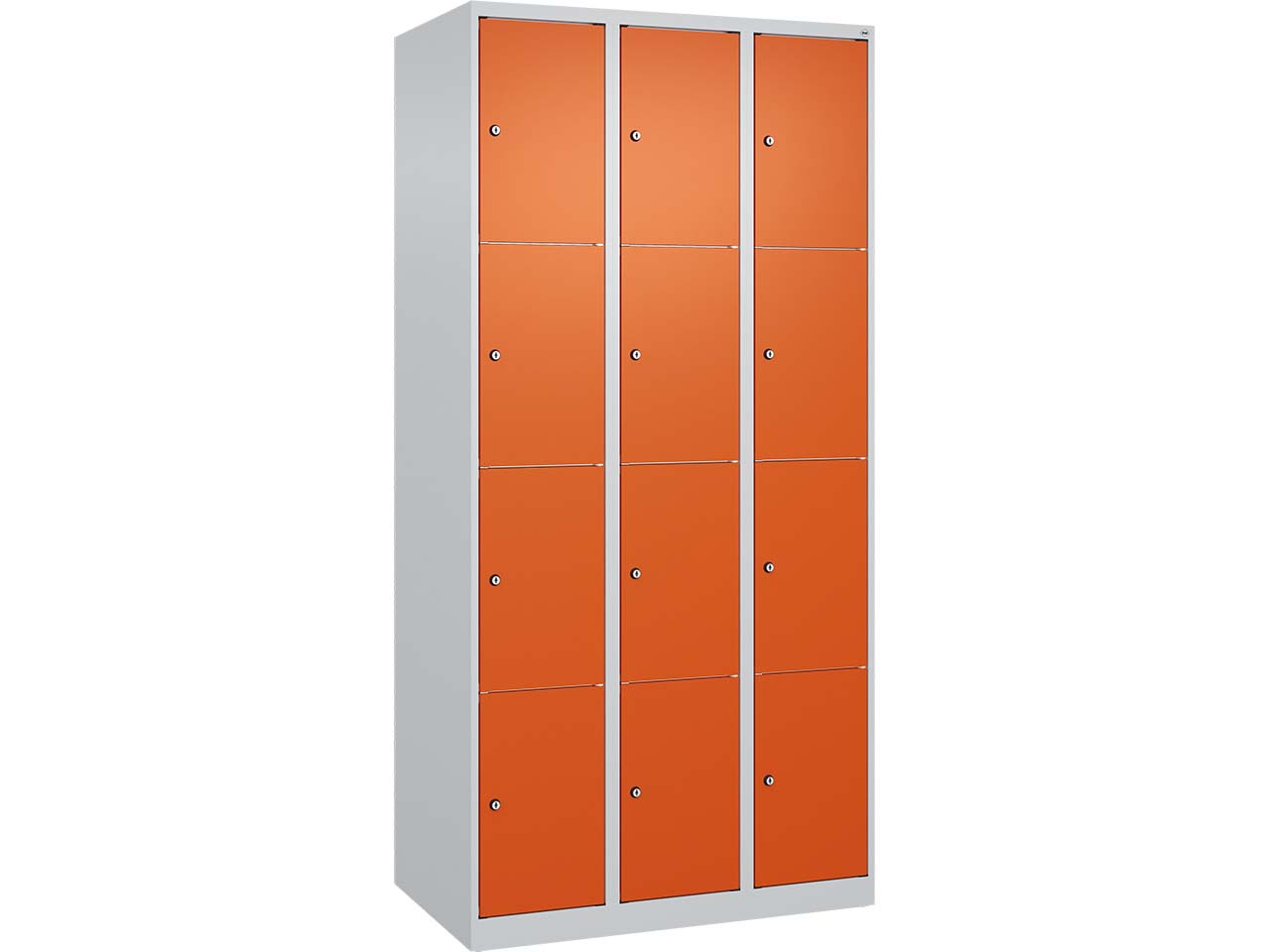 C+P Schließfachschrank Classic PLUS, 12 Fächer, 1850x900x500mm, Lichtgrau/Reinorange