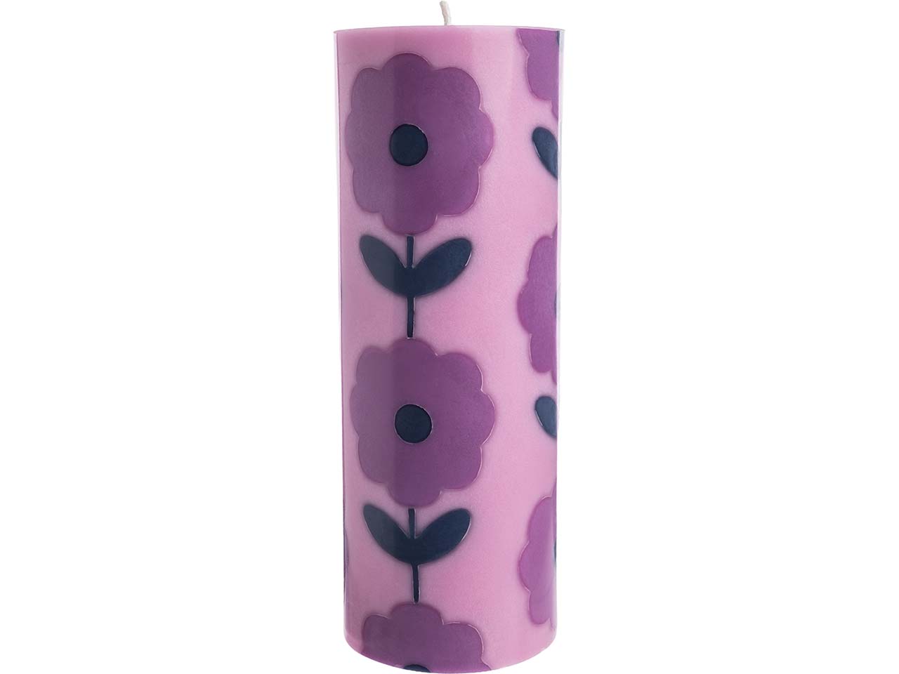tranquillo Stumpenkerze "GLUMI FLOWER" aus Stearin, Ø 7,5 cm x H 20 cm, pink/violett