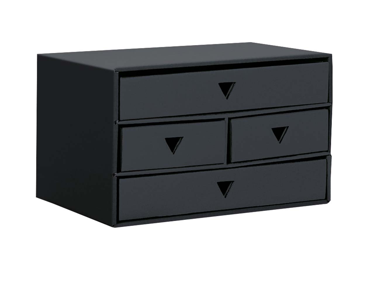 Schubladenbox "Color" aus Karton, 4 Fächer, für DIN A4/A5, schwarz