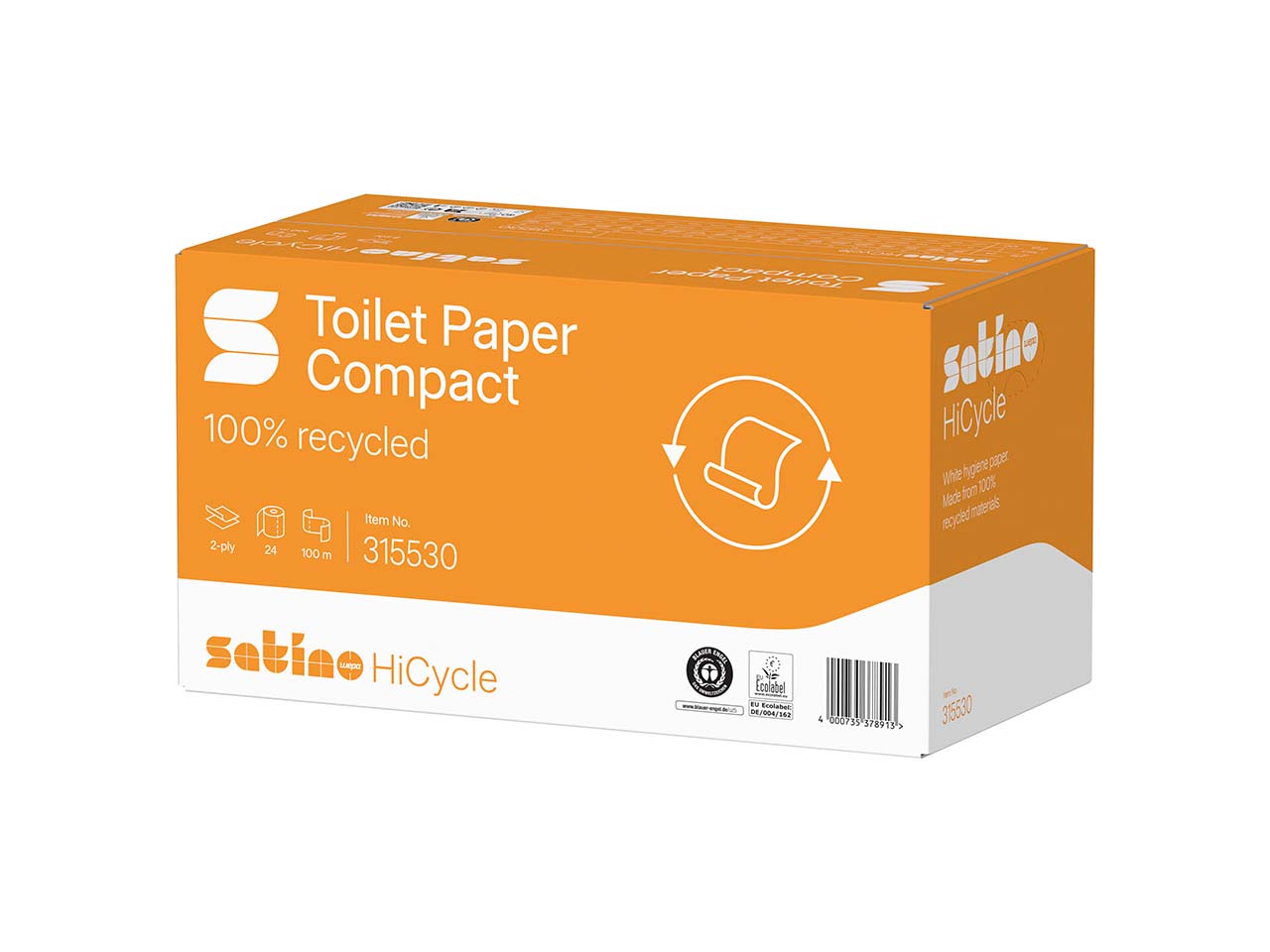 Satino System-Toilettenpapier "HiCycle" 2-lagig, 24 Rollen á 100 m
