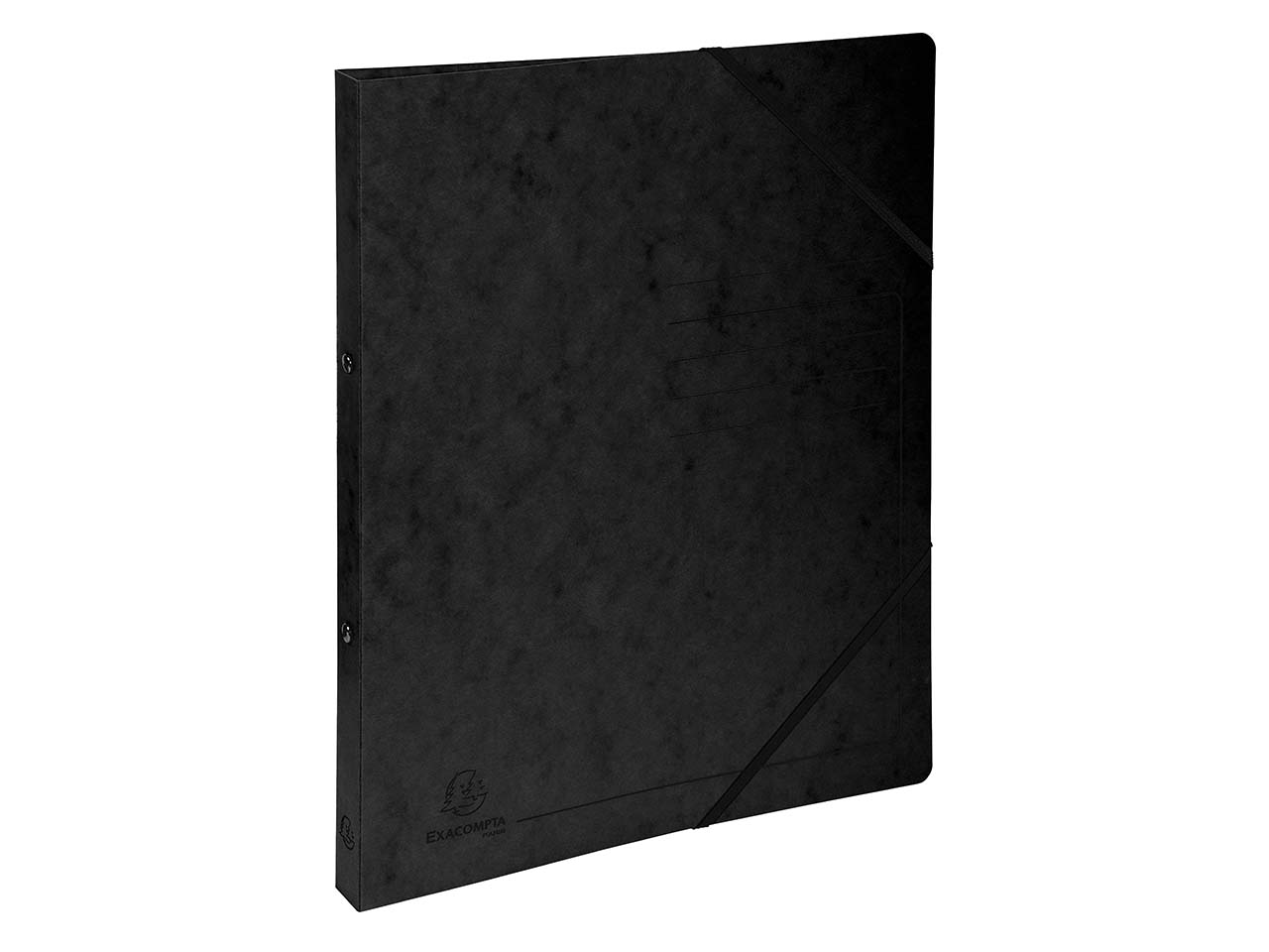10 Exacompta Ringbücher, Colorspan-Karton, 355 g/m², DIN A4, Gummizug, 2 Ringe, schwarz