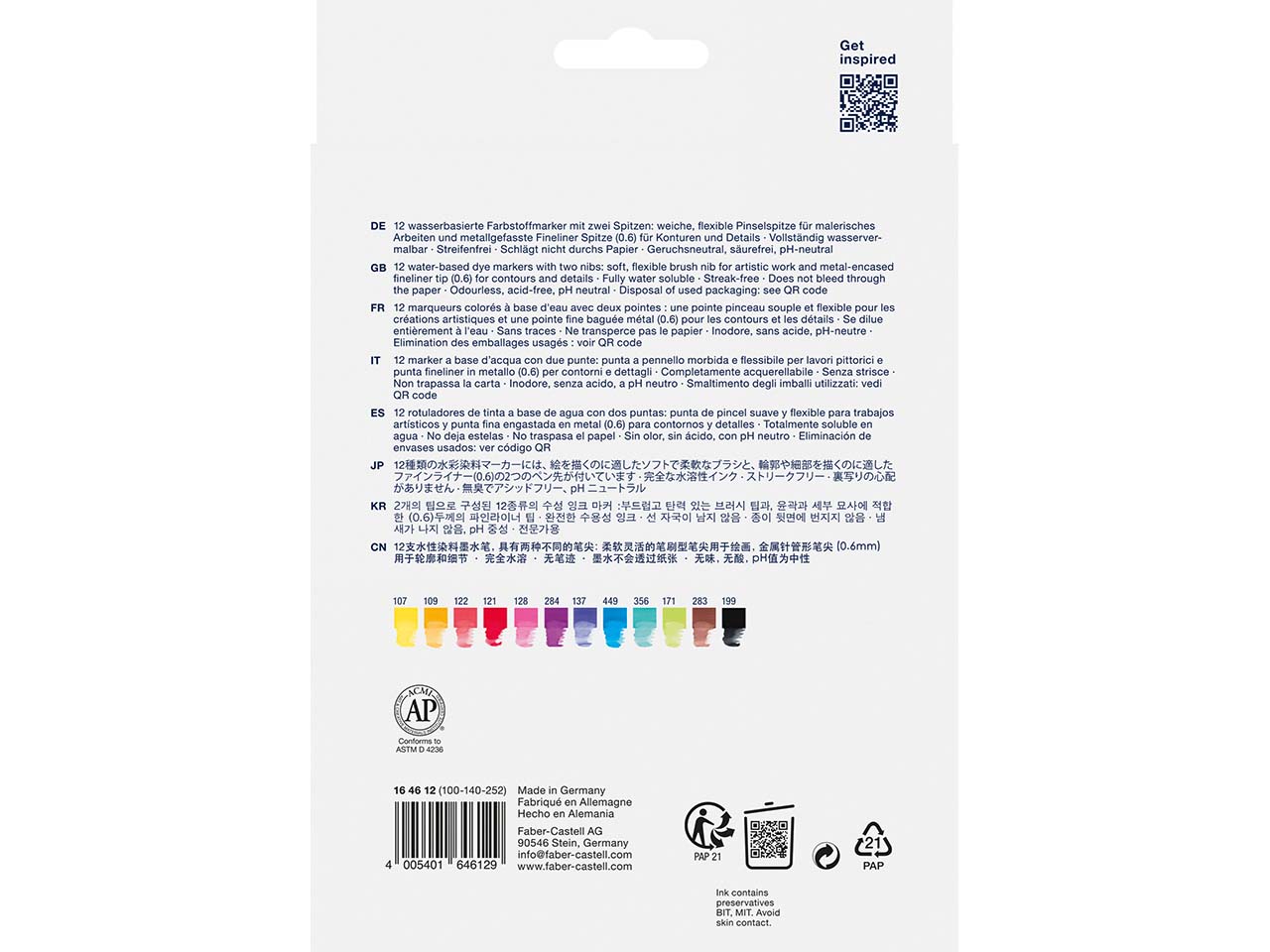 Faber-Castell Aquarell-Marker Goldfaber Aqua Dual, farbsortiert, 12 Stück