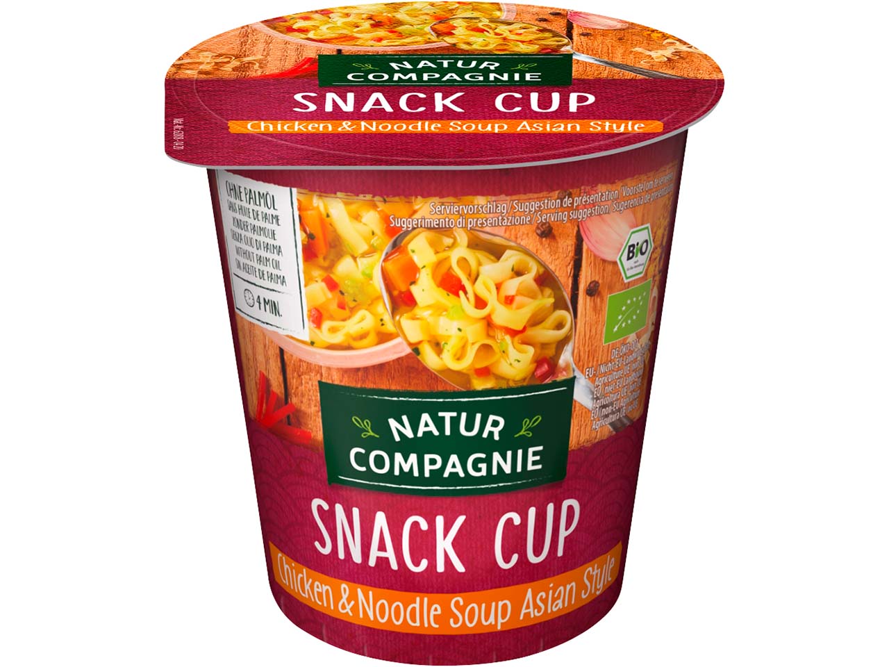 Natur Compagnie Bio-Hühnersuppe mit Nudeln 'Snack Cup' Asian Style', 55 g