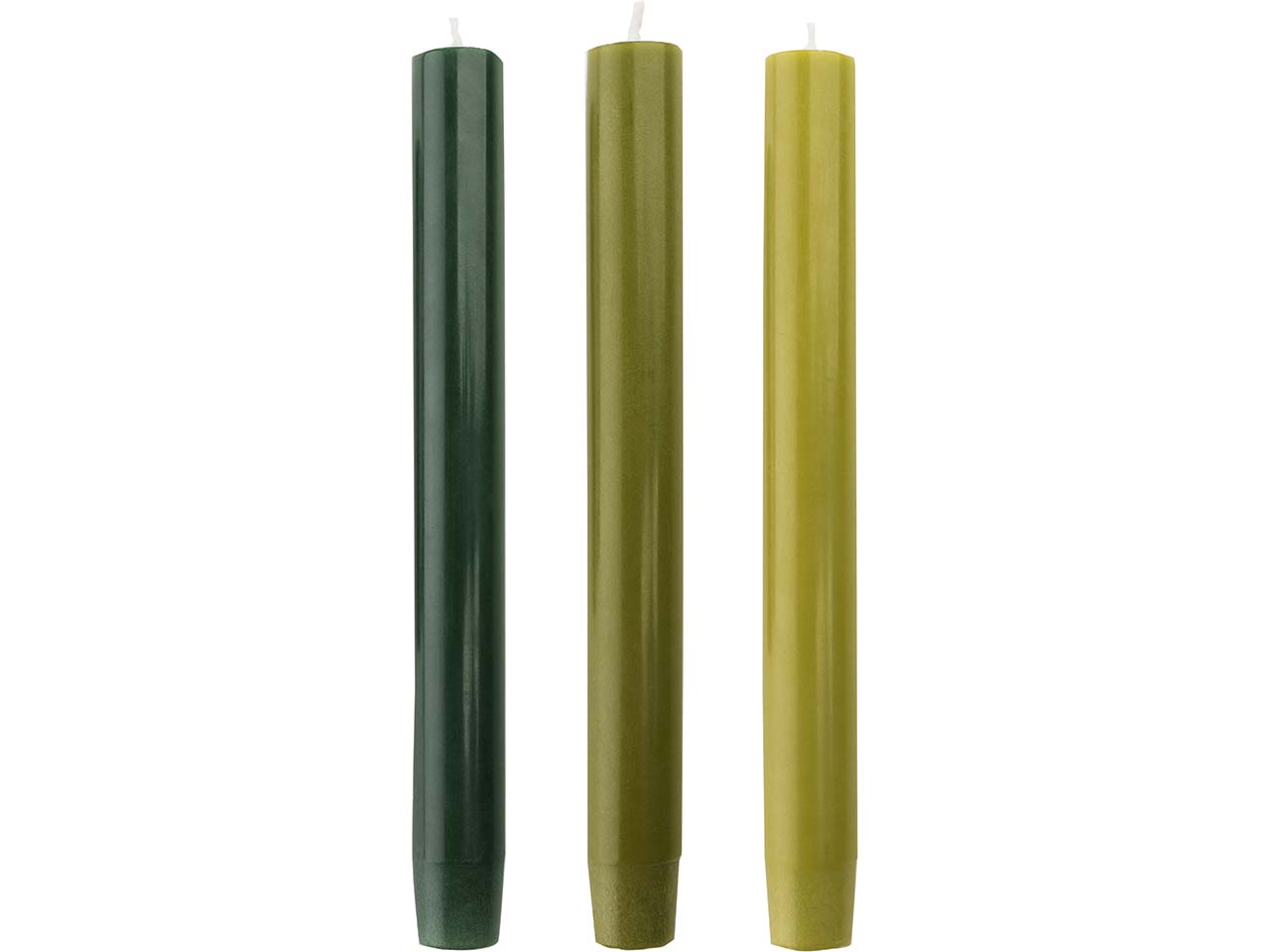 tranquillo 3er-Set Stabkerzen "GLUMI" aus Stearin, H 20 cm, forest