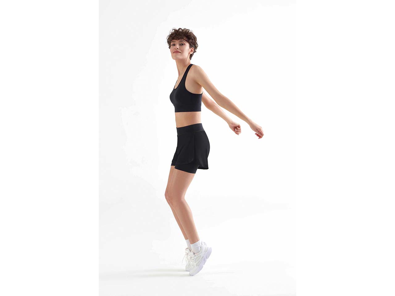 TRUE NORTH Damen-Sport-Short, doppellagig, black, Gr. XS