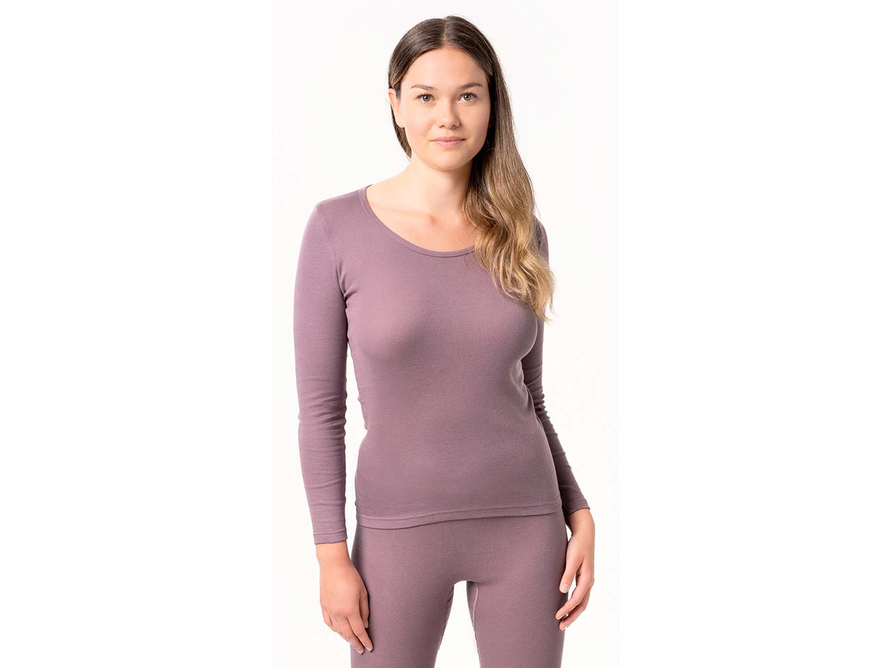 Living Crafts Bio-Damen-Langarmshirt "JOHANNA" ohne Seitennähte, mauve, Gr. 44/46