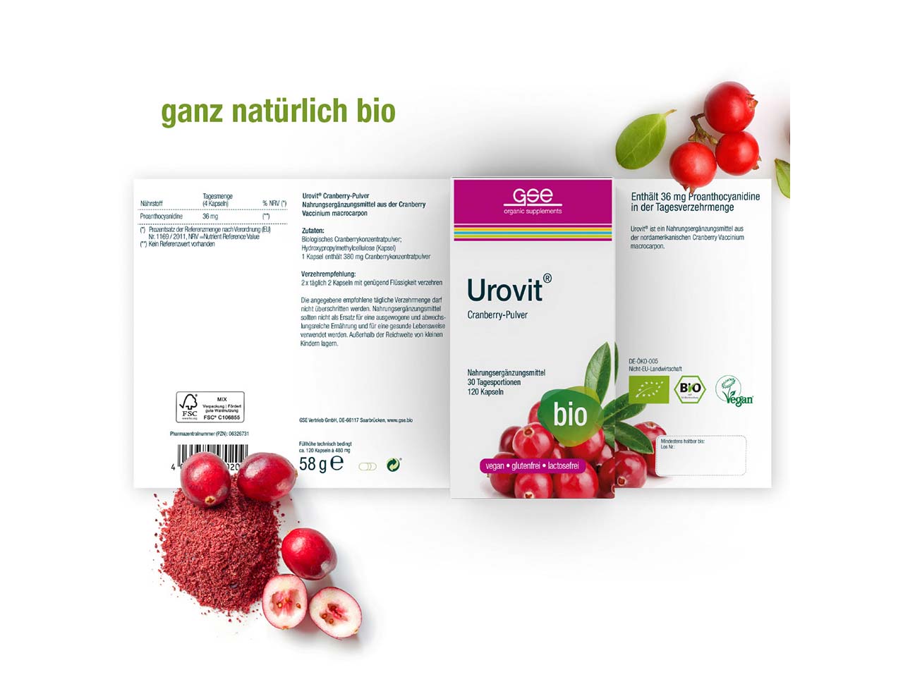 GSE Bio-Kapseln "Urovit" Cranberry-Pulver, 120 Stück