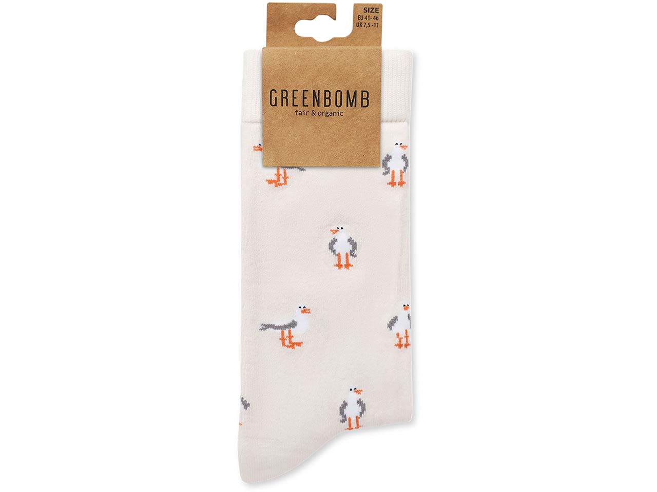 GREENBOMB Bio-Socken "Seagulls 3", creme, Gr. 36/40