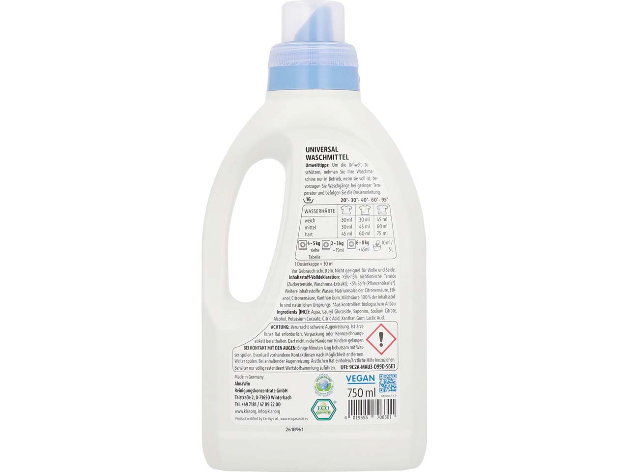 Klar Universal-Waschmittel mit Waschnuss, 750 ml