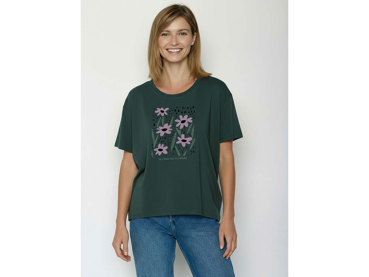 GREENBOMB Bio-Damen-T-Shirt 'No Rain' mit angeschnittenen Ärmeln, petrol green, Gr. M