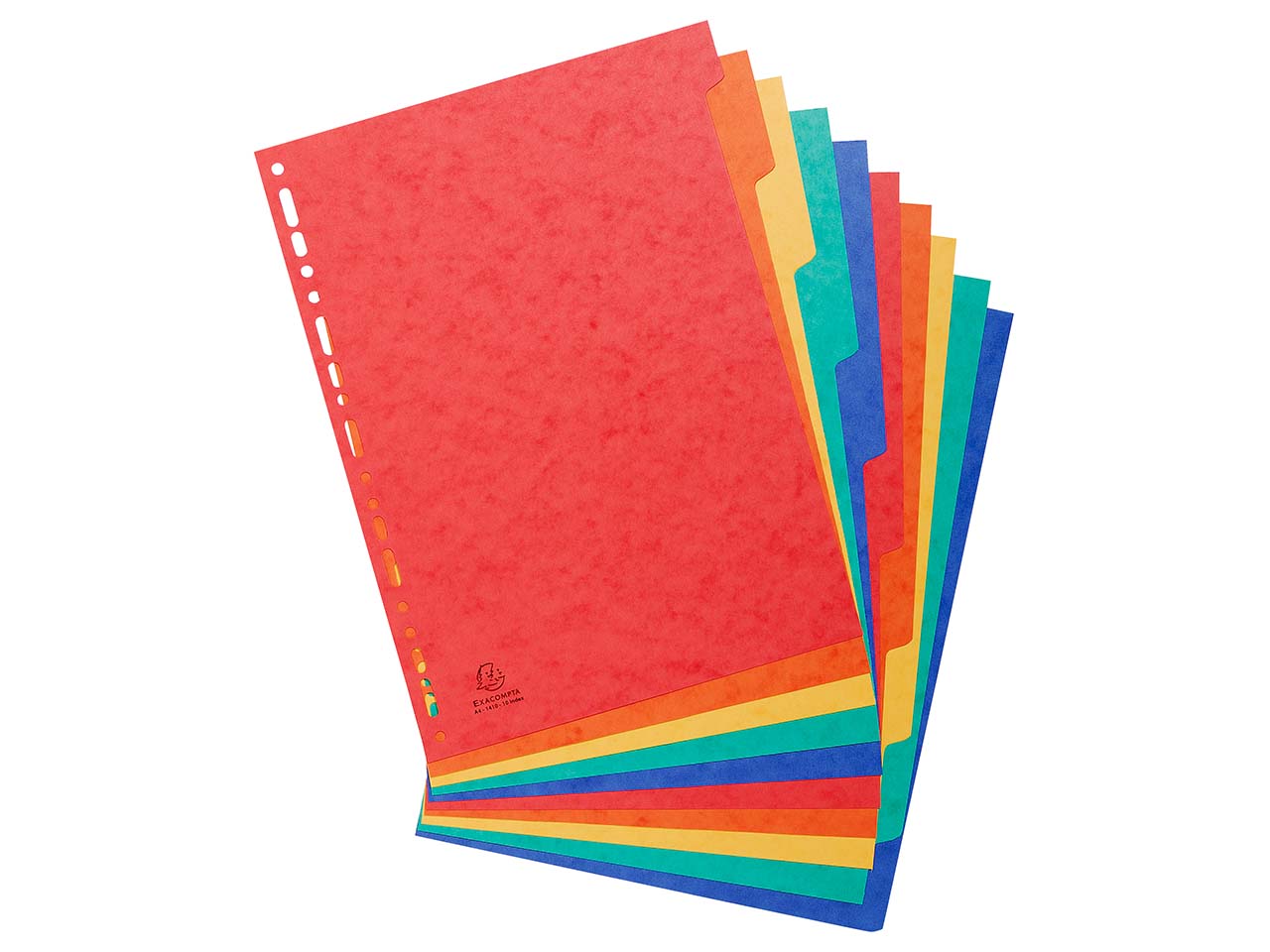 10 Exacompta Register, Colorspan-Karton, 10 Taben neutral, 225 g/m², DIN A4, sortiert