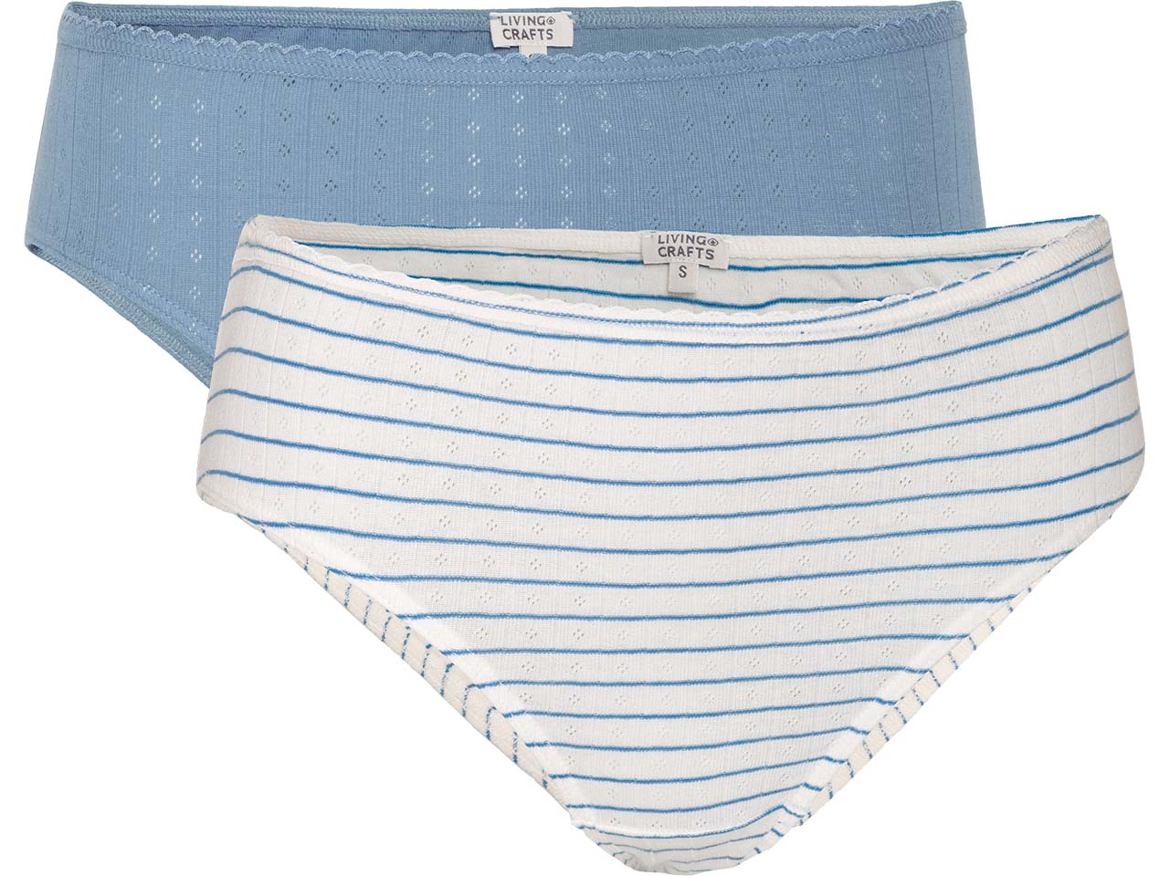 Living Crafts Bio-Damen-Slips "RYLIE" mit Ajourmuster, 2 Stk. natural/seaside, Gr. L