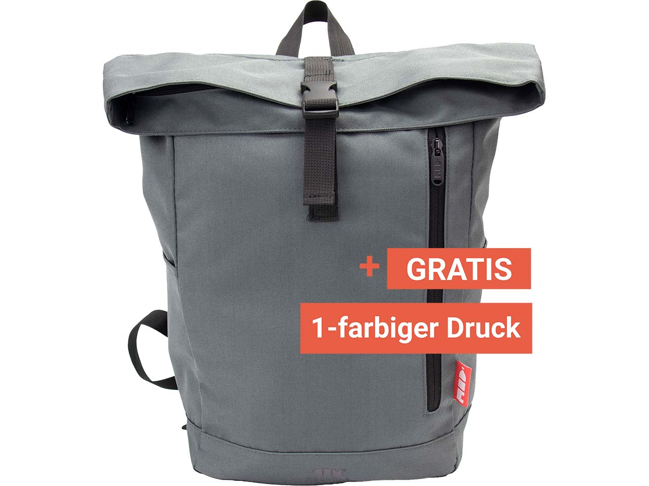 Rucksack "Rolltop Backpack" aus recy. PET-Flaschen inkl. 1c-Gratisdruck, grau