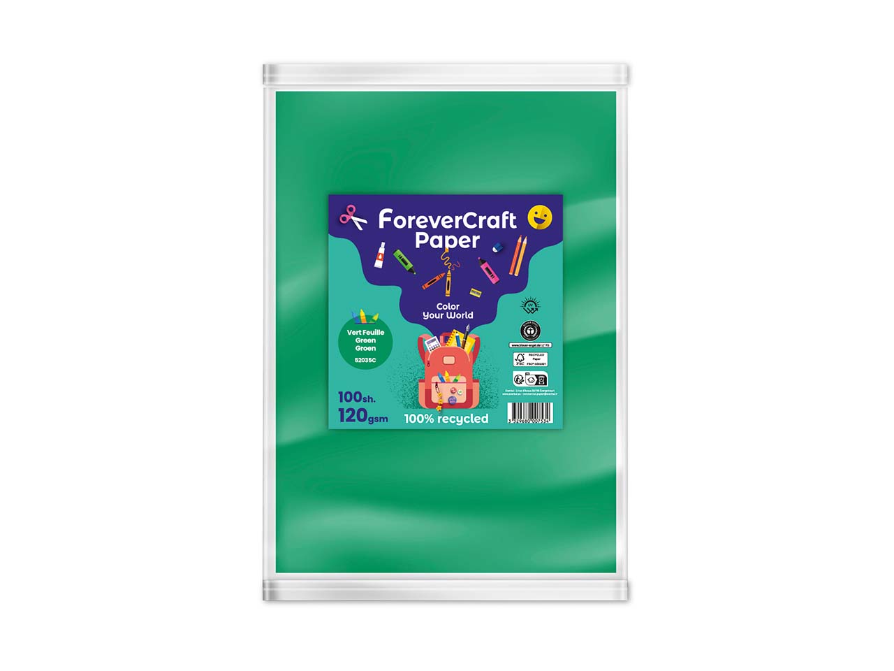 100 Blatt Tonpapier DIN A4 "forever craft paper" 120g/m² grün