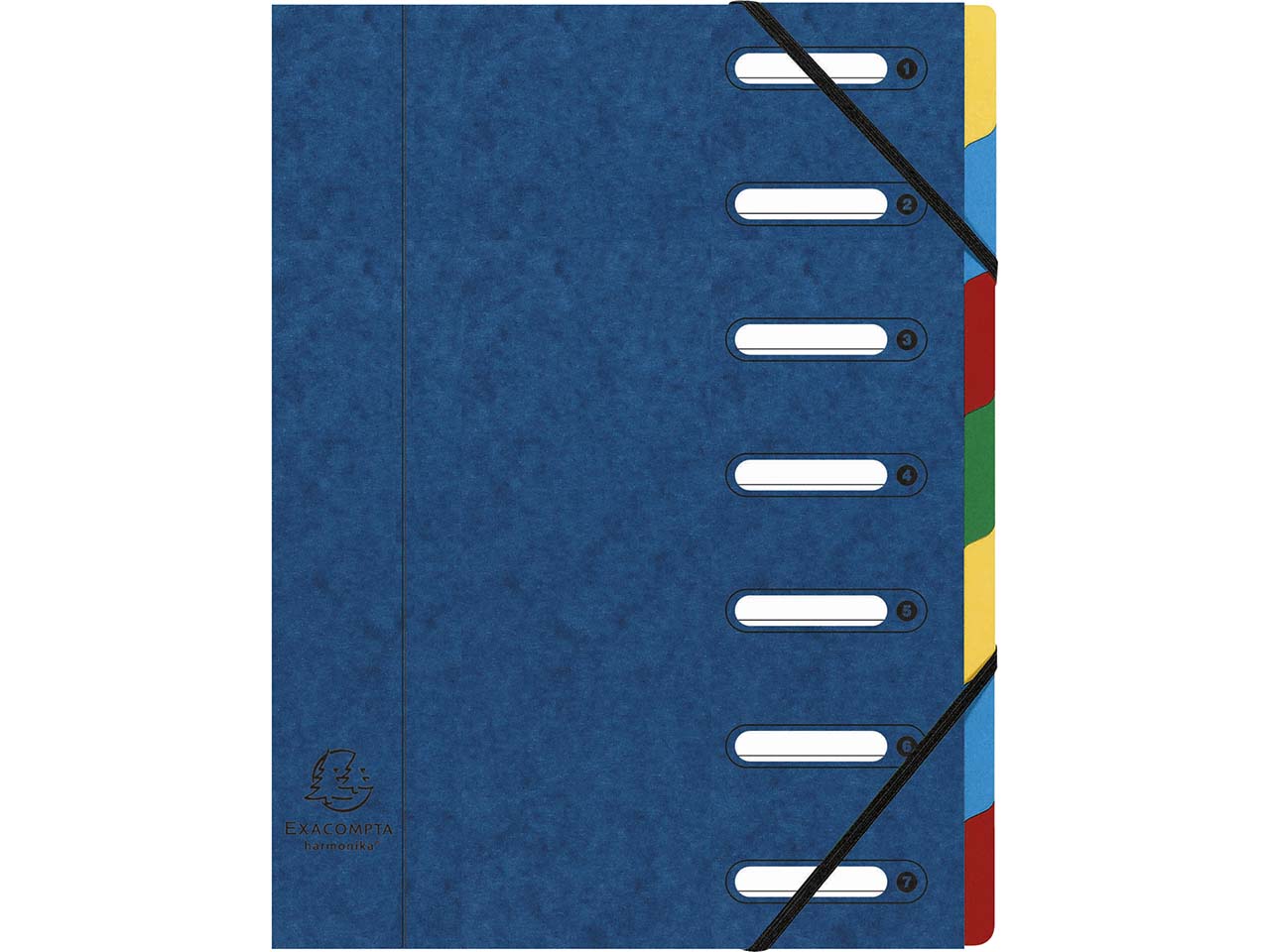 8 Exacompta Ordnungsmappen aus Colorspan, 425 g/m², DIN A4, Gummizug, 7 Fächer, blau
