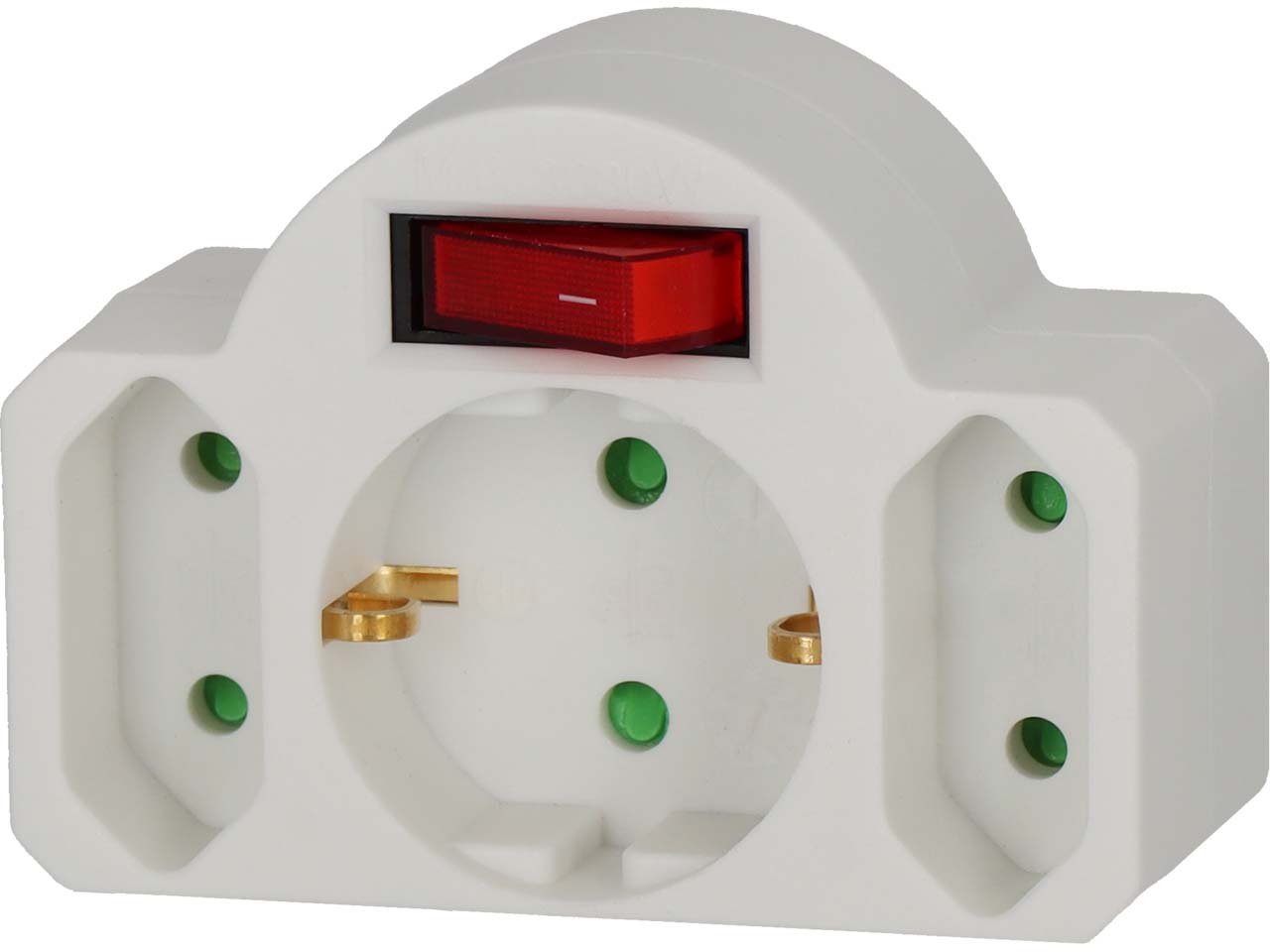 brennenstuhl Adapterstecker Euro 2 mit 1 Schutzkontaktadapter, mit Schalter, weiß
