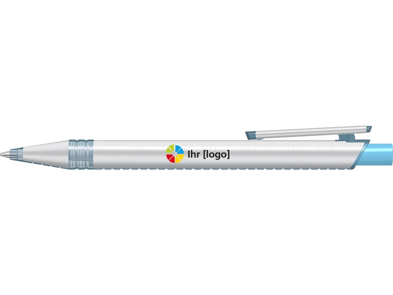 uma Kugelschreiber "recycelt PET PEN ALUMA" mit transparent farbigem Drücker, hellblau