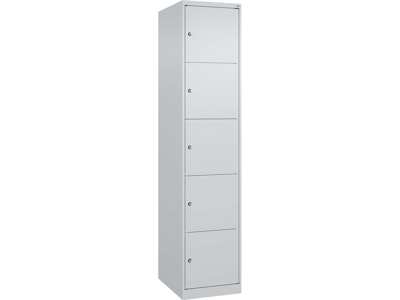 C+P Schließfachschrank Classic PLUS, 5 Fächer, 1850x400x500mm, Lichtgrau/Lichtgrau