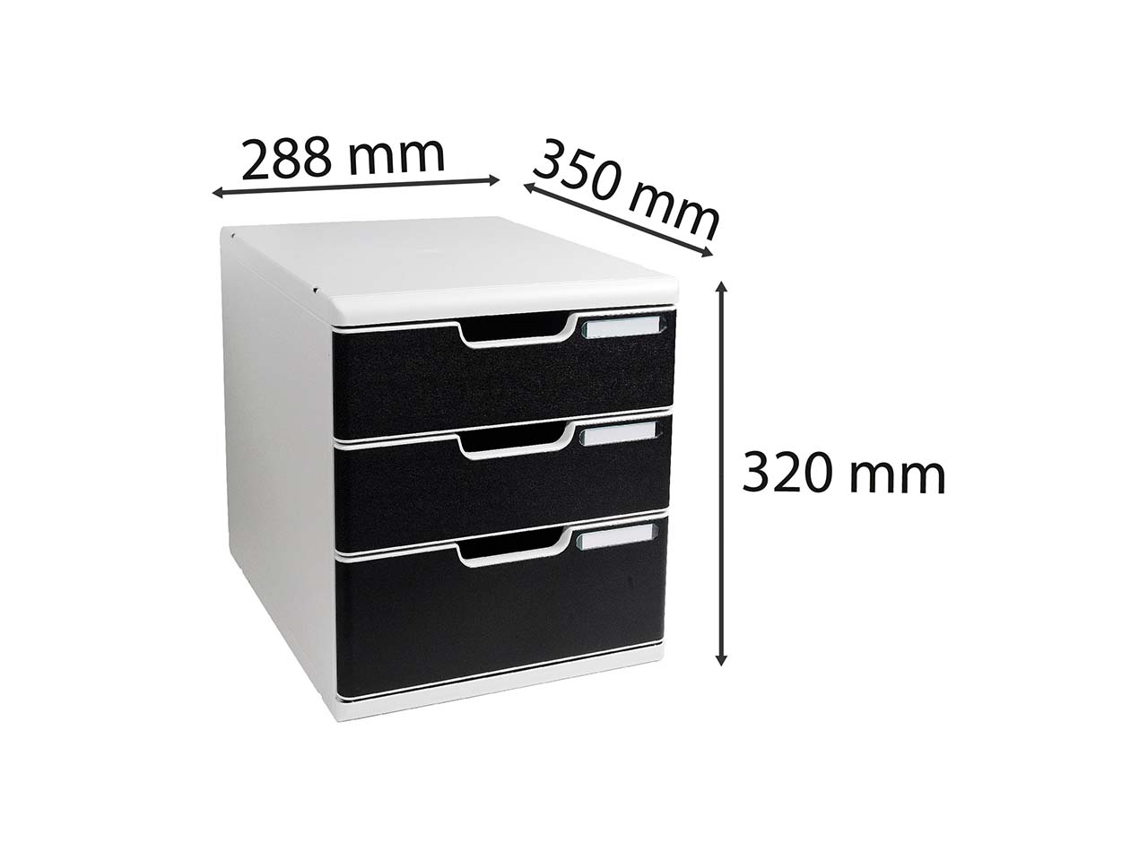 Exacompta Schubladenbox Modulo "Office", DIN A4+, 3 Schubladen geschlossen, schwarz