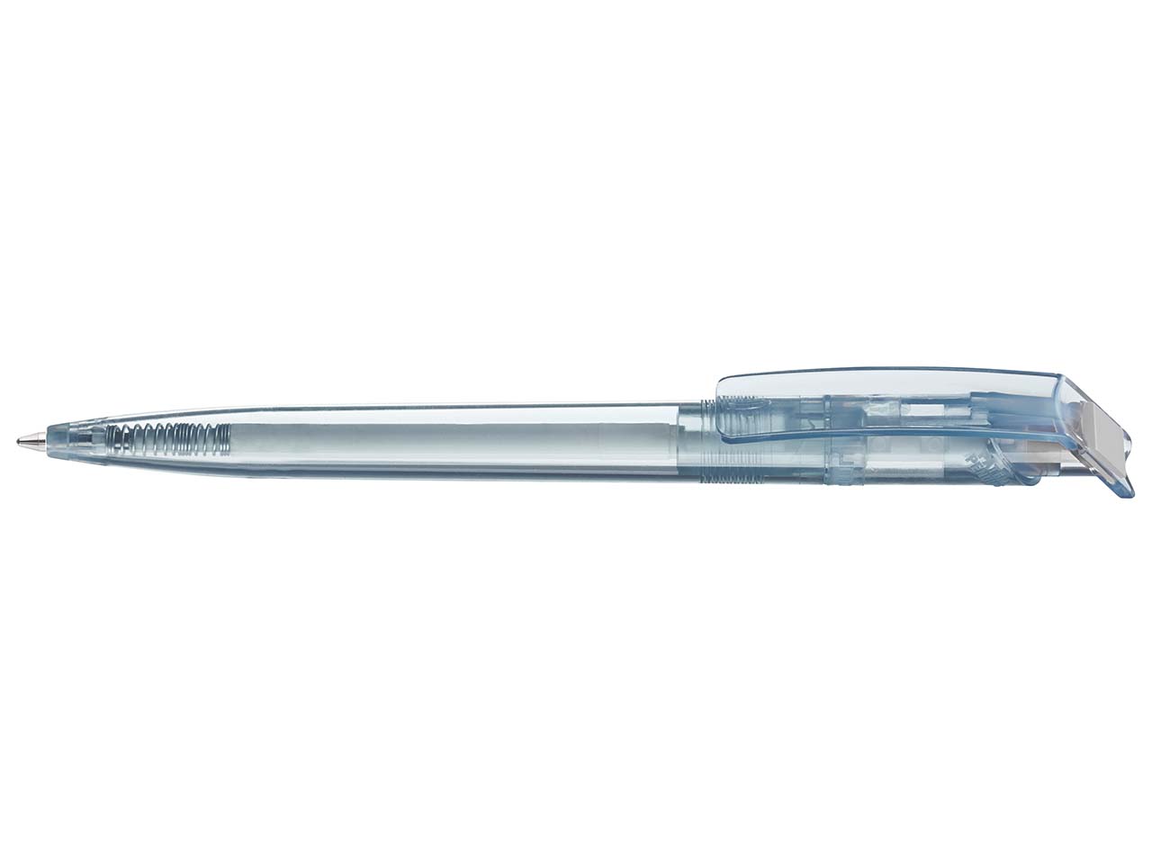 uma Kugelschreiber 'recycled PET-Pen' transparent mit buntem Clip, grau