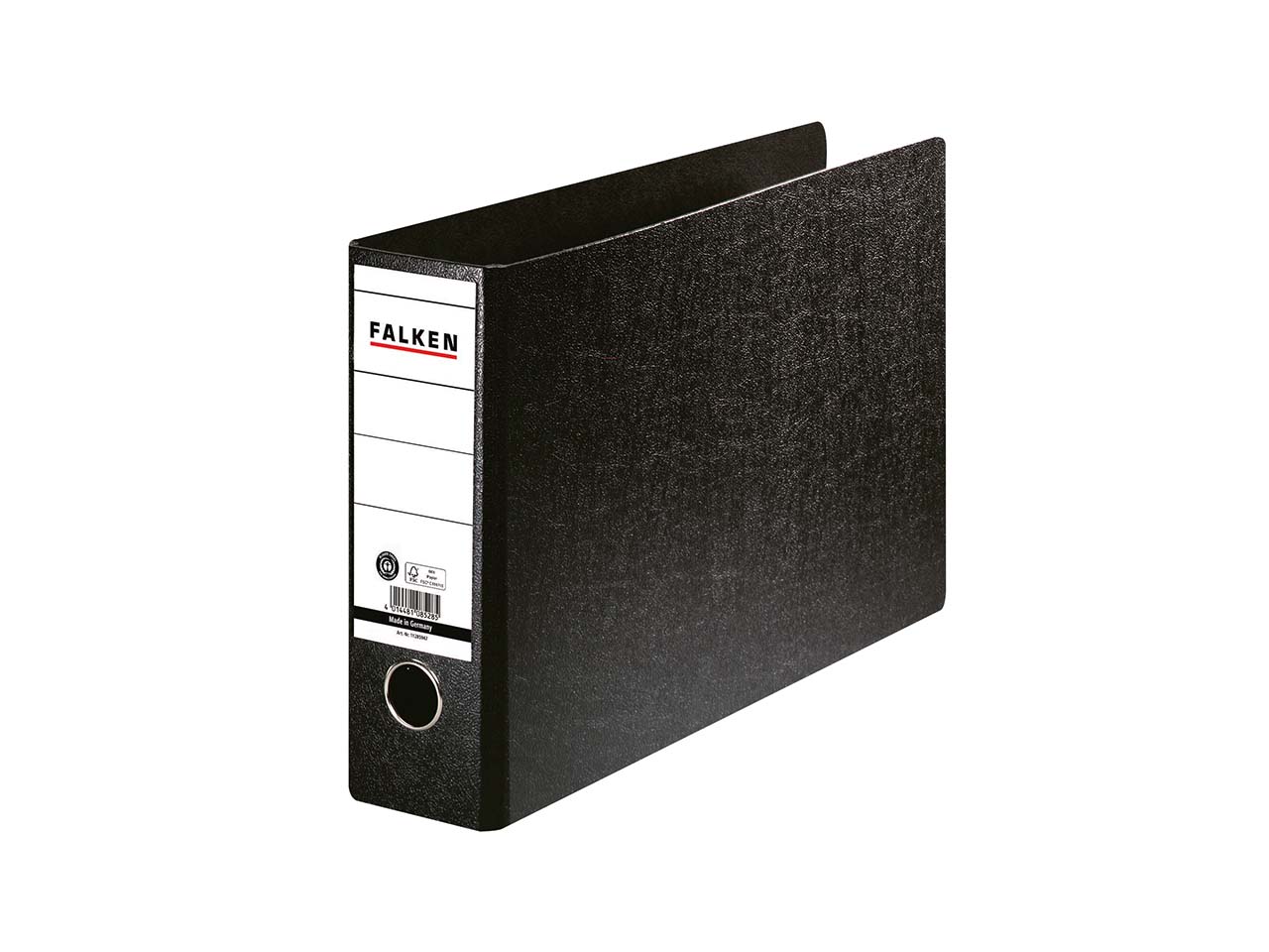 12 Falken Ordner, Hartpappe, 1550 g/m², DIN A4 quer, RB 80 mm, schwarz