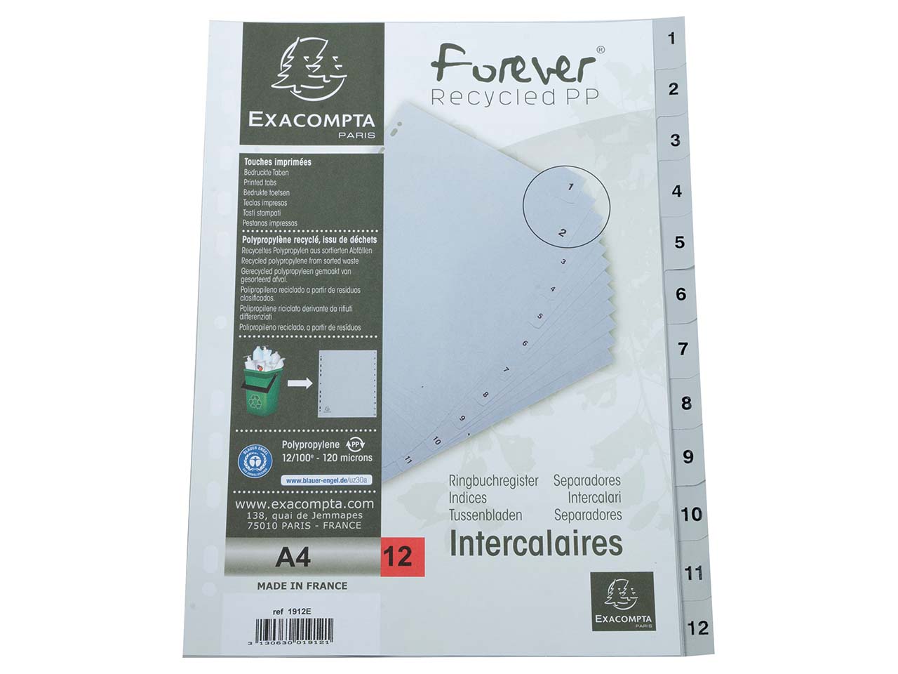 Exacompta Register aus Recyclingkunststoff 12-teilig, DIN A4