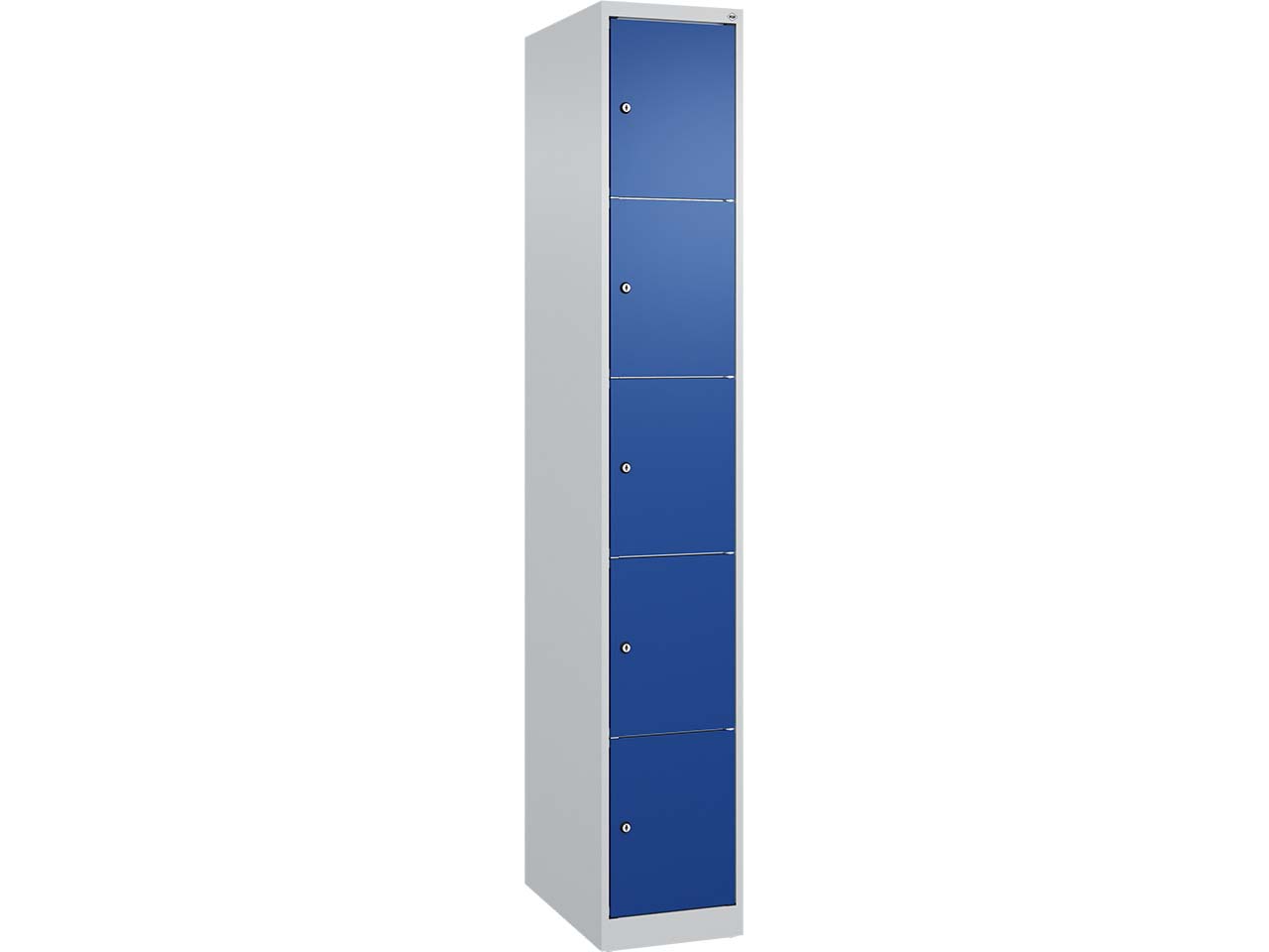 C+P Schließfachschrank Classic PLUS, 5 Fächer, 1850x300x500mm, Lichtgrau/Enzianblau