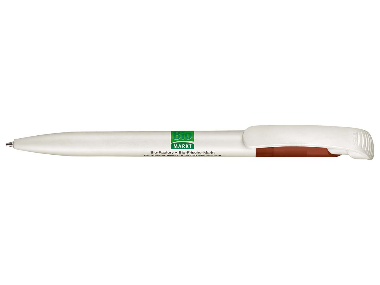 RITTER CARES Druckkugelschreiber 'BioPen' mokkabraun transparent