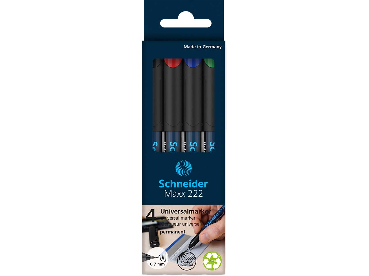 Schneider 4er-Set Universalmarker "Maxx 222 F", farbig sortiert