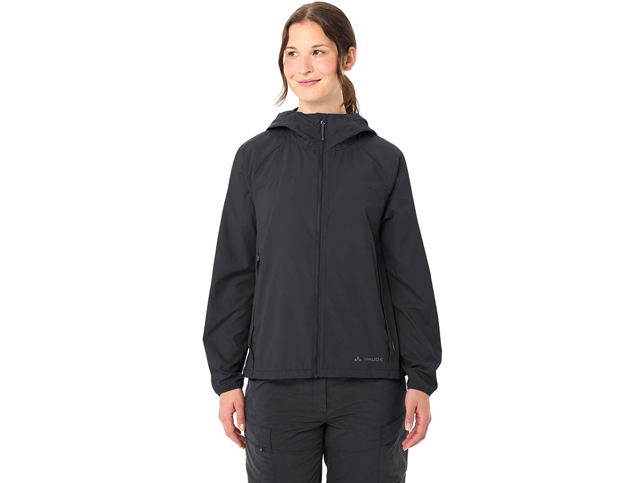VAUDE Damen Windjacke "Neyland II" mit weitenregulierbarer Kapuze, phantom black, Gr. 38