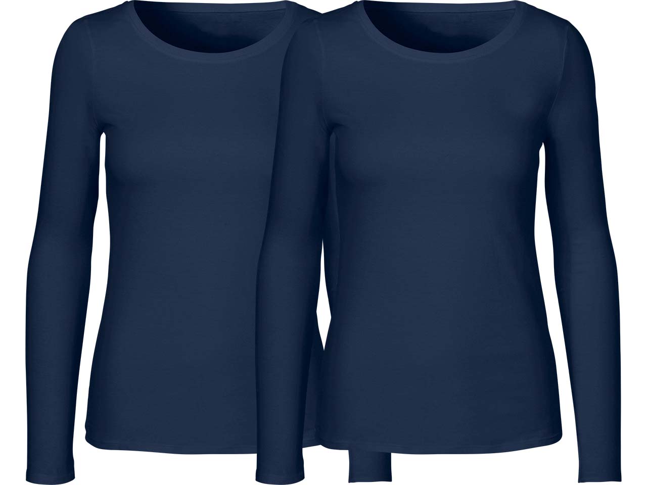 Neutral 2er-Pack Bio-Damen-Langarmshirt mit Rundhalsausschnitt, navy, Gr. L