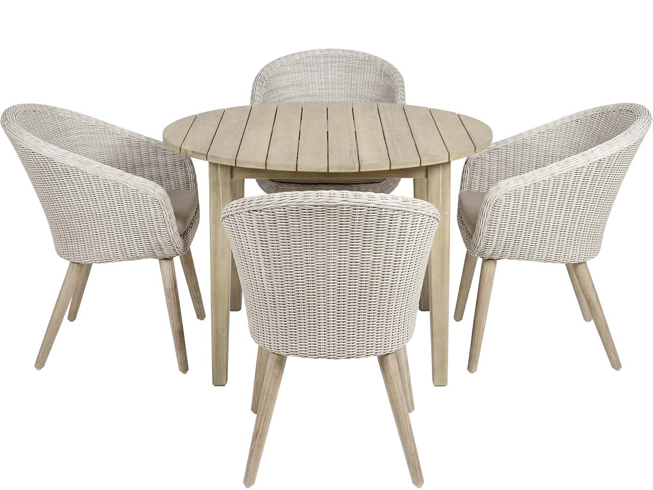 Gartenmöbel-Set "ARVADA" 5-tlg. 1 Tisch Akazie, 4 Sessel Kunststoffgeflecht, grau