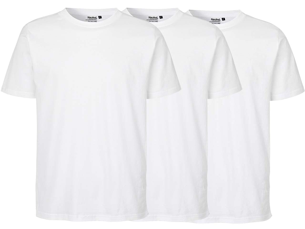 Neutral 3er-Pack Bio-Unisex-T-Shirt mit Rundhalsausschnitt, weiß, Gr. S
