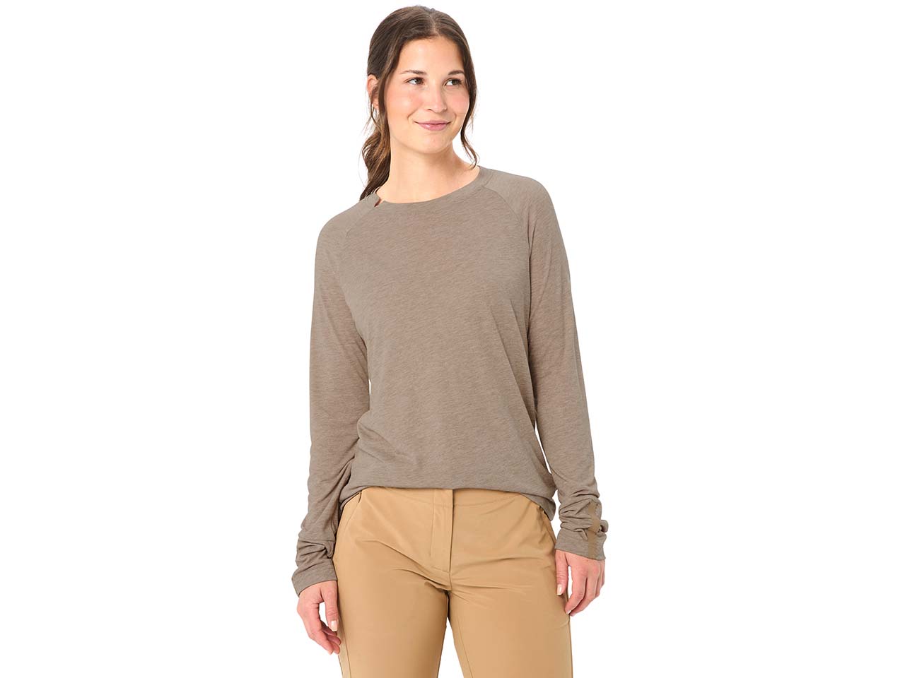 VAUDE Damen-Langarmshirt "Skomer III" mit Rundhalsausschnitt, oat, Gr. 42