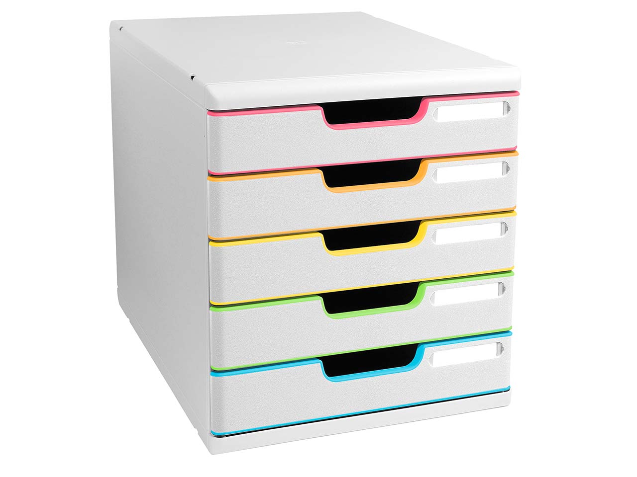 Exacompta Schubladenbox Modulo "Black Office", DIN A4+, 5 Schubladen, weiß/harlekin