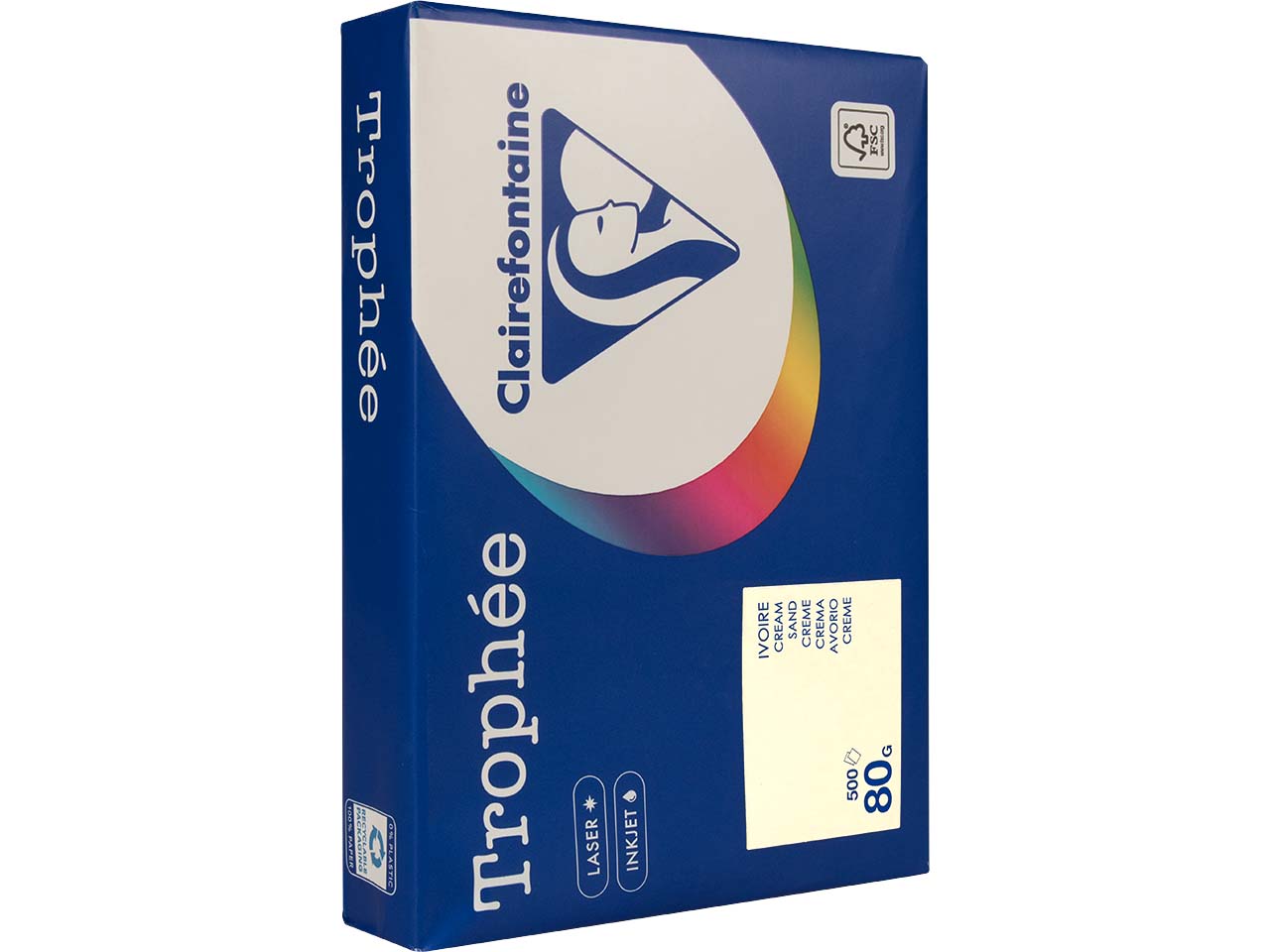 500 Blatt Clairfontaine Farbiges Kopierpapier "Trophee" 80 g/m², DIN A4, sand