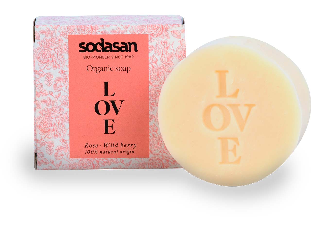 sodasan Seife "LOVE" organic soap, Rose/Wild berry