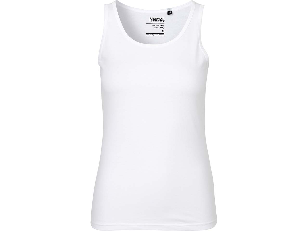 Neutral Bio-Damen-Tanktop mit Rundhalsausschnitt, weiß, Gr. M