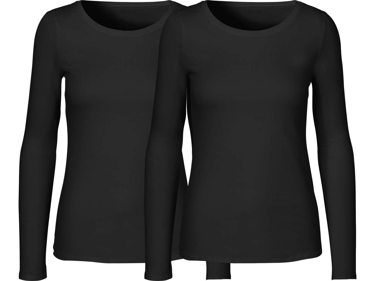 Neutral 2er-Pack Bio-Damen-Langarmshirt mit Rundhalsausschnitt, black, Gr. M