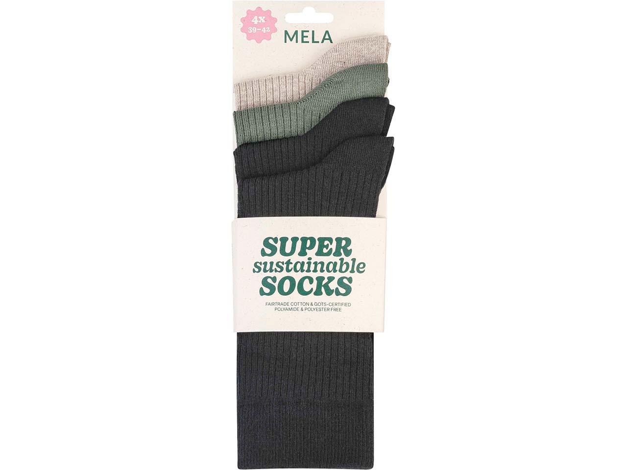 MELA 4er-Pack Bio-Socken 'Ripped', mix natural dark, Gr. 35/38