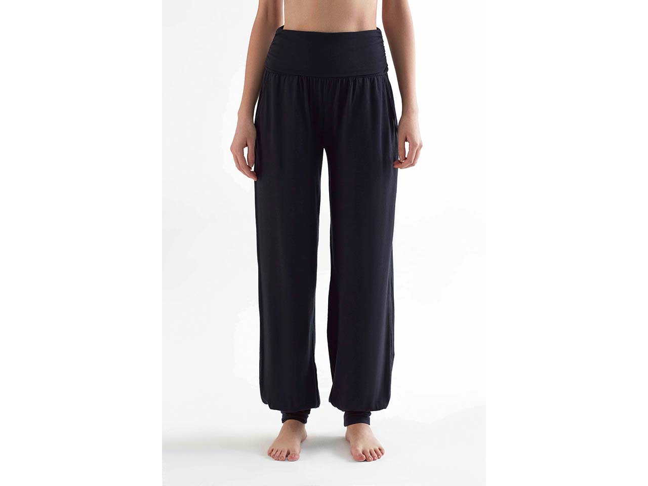 TRUE NORTH Damen-Yoga-Hose mit Hüftumschlag, black, Gr. XL