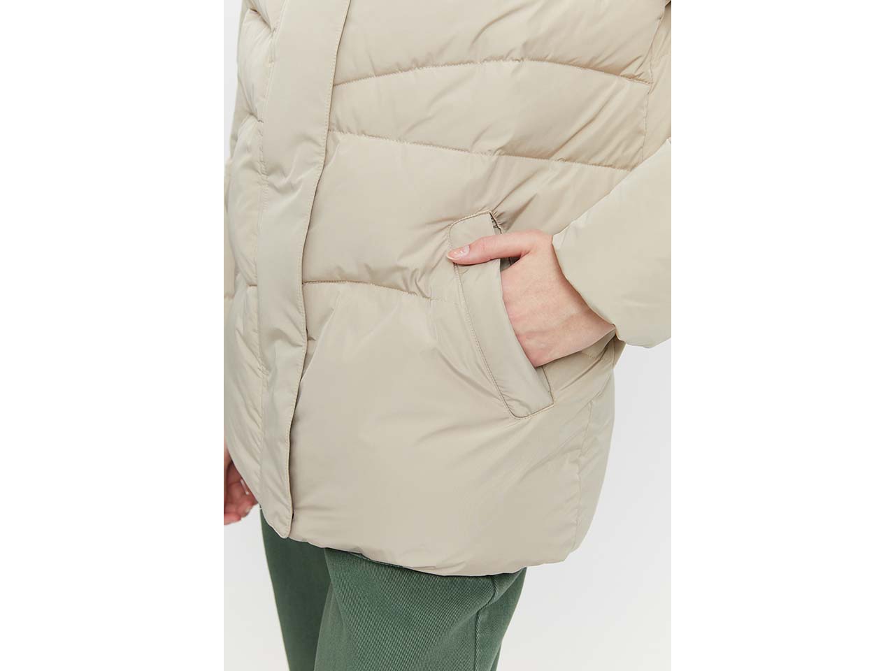 MAZINE Damen-Steppjacke "Wanda" mit großer Kapuze, light taupe, Gr. XS