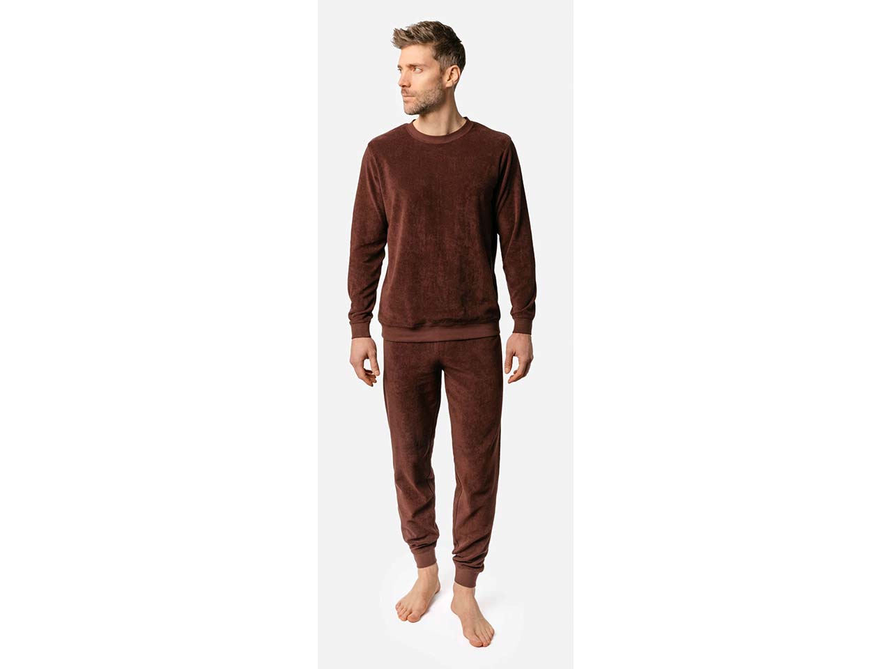 Living Crafts Bio-Herren-Frottee-Schlafanzug 'BJÖRN', espresso, Gr. L