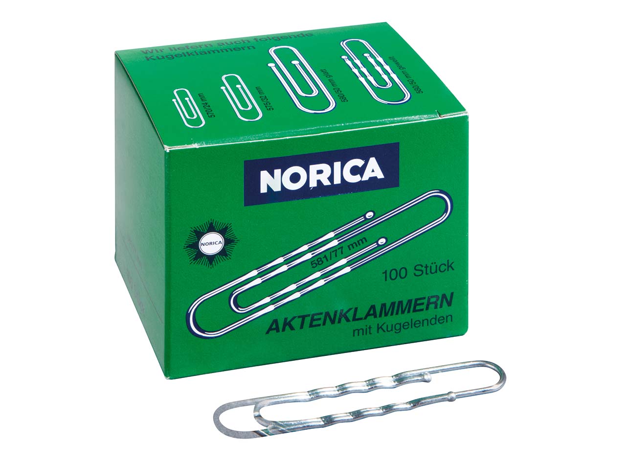 100 Norica Büroklammern 77mm gewellt