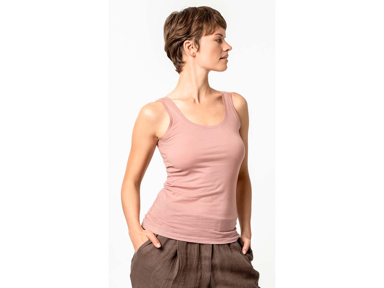 Living Crafts Bio-Damen-Tanktop "APINI" mit Rundhalsausschnitt, dried rose, Gr. M