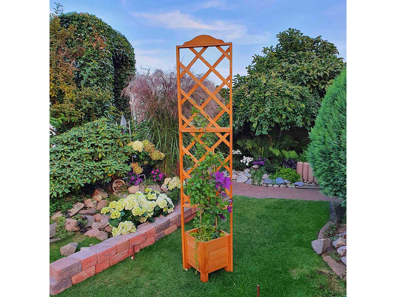 Blumenkasten mit Rankgitter Eckelement "Botanica" B 47 x T 45 x H 210 cm