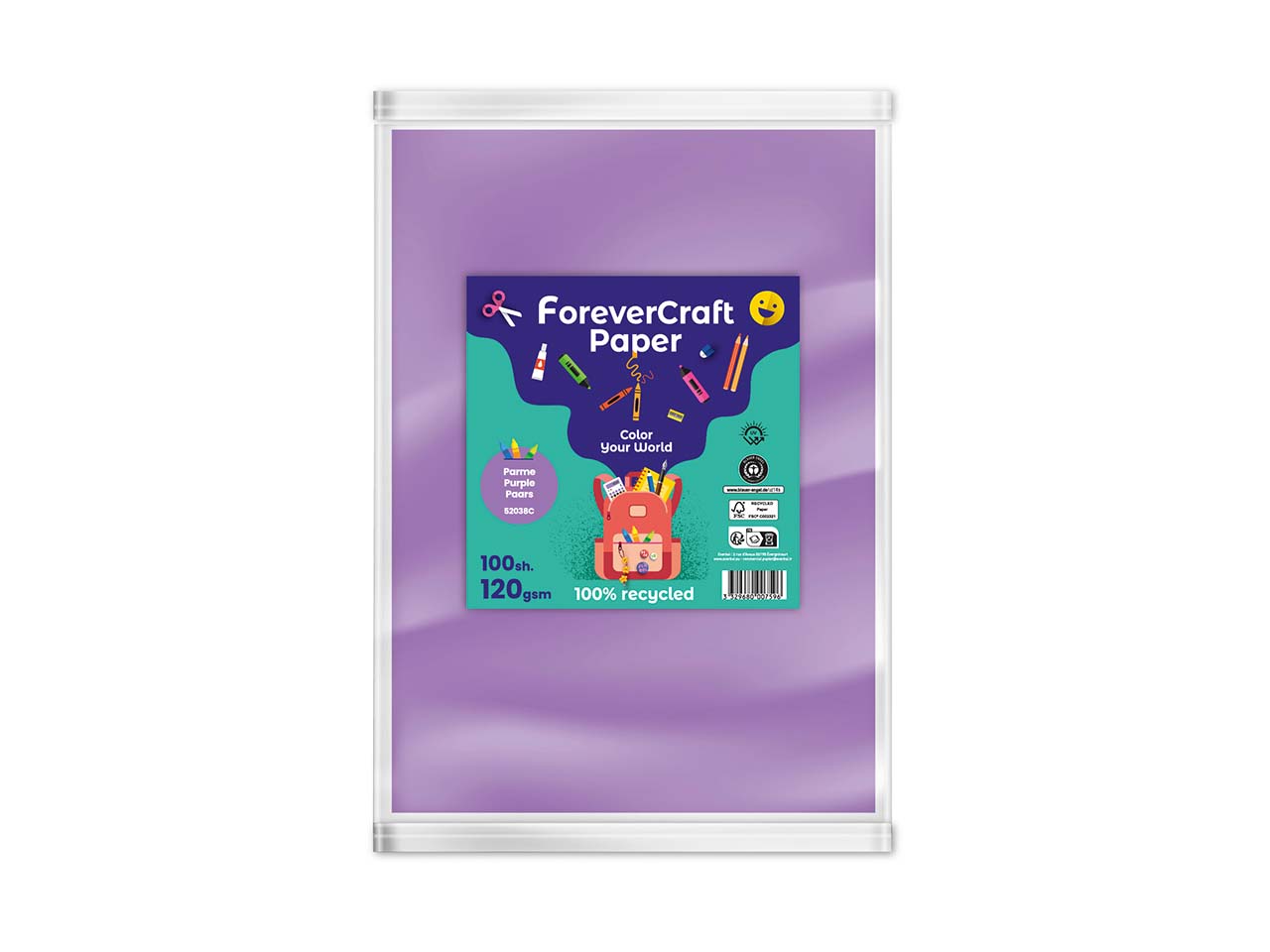 100 Blatt Tonpapier DIN A4 "forever craft paper" 120g/m² violett
